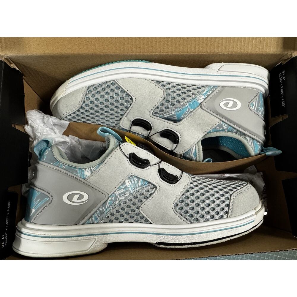 Women’s Bowling Shoes Size 8.5 Right Handed Dexter Pro BOA Light Grey/Blue